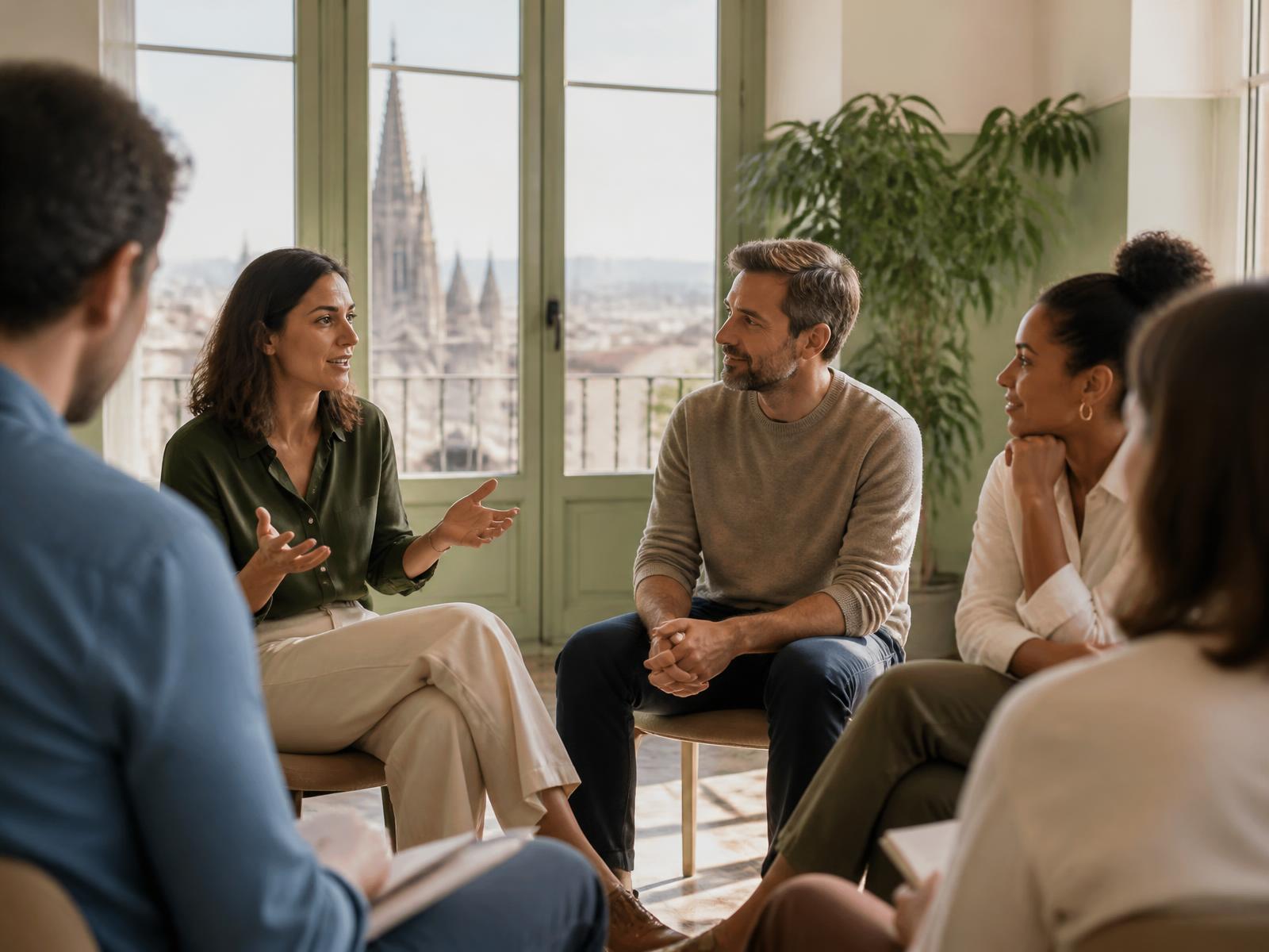 Equipo en un workshop de Insights Discovery en una oficina de Barcelona
